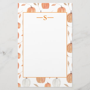 Rustika orange vita pumpor Höst löv Monogram Brevpapper