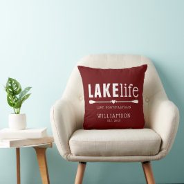 Rustika paddlar för Lake Life i burgunderrött Kudde