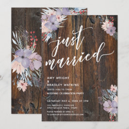 Rustika Pastell Vattenfärg Blommor Nygifta Inbjudningar