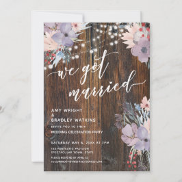 Rustika pastellfärgade blommor & ljus Vi Gift Oss Inbjudningar
