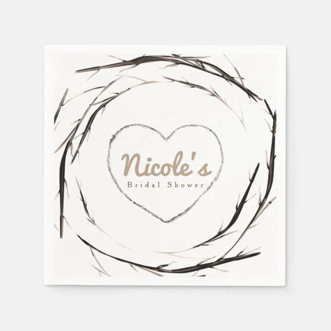 Rustika pinnar kvistar grenar krans anpassad fest pappersservett (Framsidan)