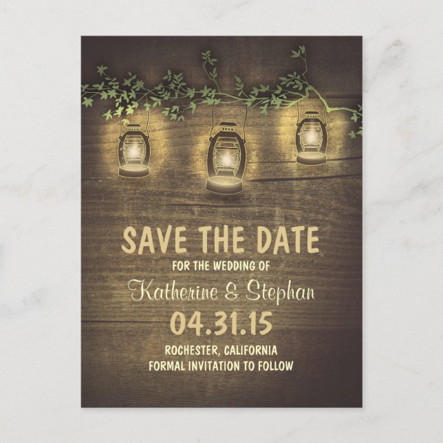 Rustika postkort för save the date meddelande vykort (Framsida)