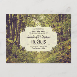 Rustika postkort med skogsväg och träd för save th meddelande vykort