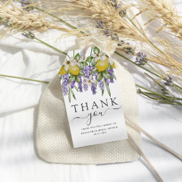 Rustika presenter för bröllopsfest med citroner oc presentetikett