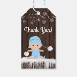 Rustika presentkort för baby shower med snöflinga presentetikett