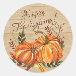 Rustika pumpakar för Thanksgiving Runt Klistermärke