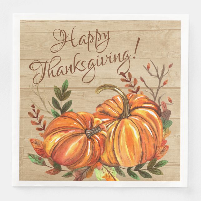 Rustika pumpakar till Thanksgiving Pappersservett (Framsida)