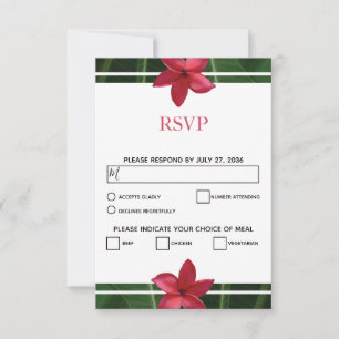 Rustika röda frangipaniplumeria RSVP-kort OSA Kort