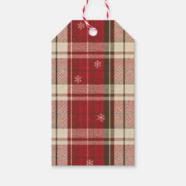 Rustika Röda Tartan Snöflinga Presentkort Presentetikett