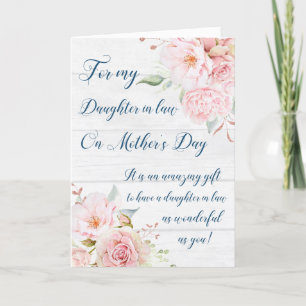 Rustika rosa blommor mors dag svärdotter kort