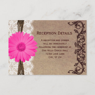 Rustika Rosa Gerber Daisy Bröllopsmottagning Kort