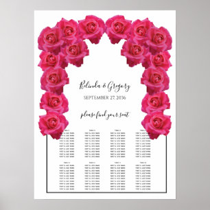 Rustika Rosa Rosor Bröllopsplatskarta Poster
