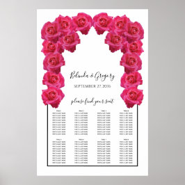 Rustika Rosa Rosor Bröllopsplatskarta Poster