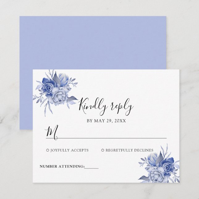 rustika rosor i dammig blå färg och andra blommor OSA kort (Fram/baksida)