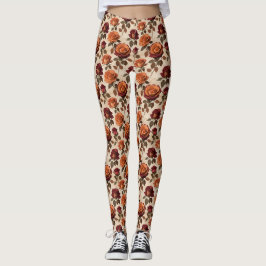 Rustika rosor i nyanser av orange och röd leggings