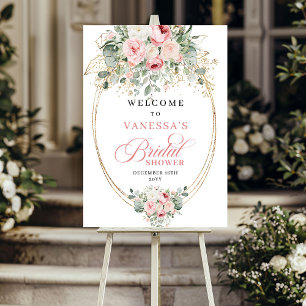 Rustika rosor i pastellrosa bröllopsdusch   poster