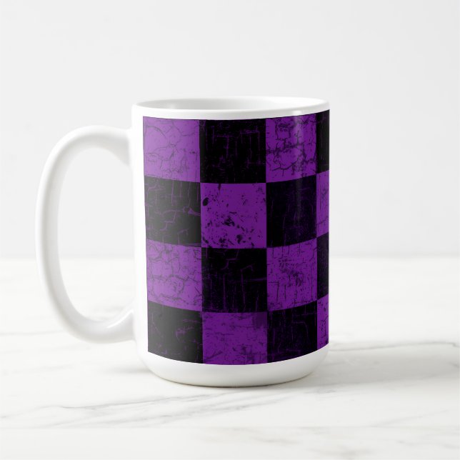 Rustika rutor, lila och svart kaffemugg (Vänster)