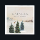 Rustika servetter av papper för bröllopsfest i vin<br><div class="desc">Eleganta servetter av papper med akvarellmotiv för bröllopsfest i vinterskog. Klicka på Anpassa för att redigera all text. Matchande artiklar i vår butik Cava Party Design.</div>