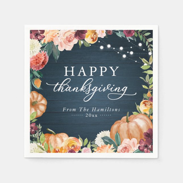 Rustika servetter med höstblommor till Thanksgivin (Framsidan)