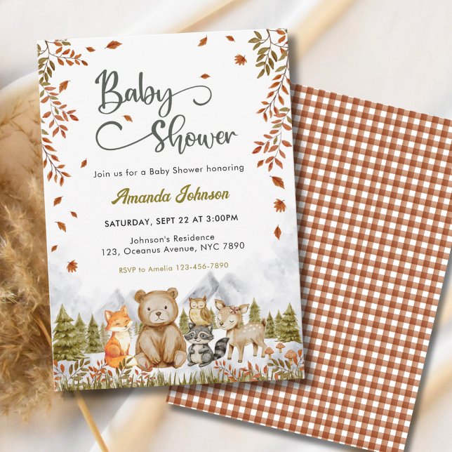 Rustika SkogsDjur Baby Shower Inbjudningar (Skapare uppladdad)