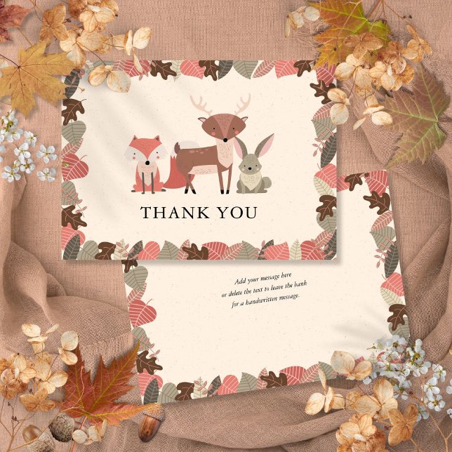 Rustika Skogsdjur Tackkort Tack Kort (Rustic Woodland Animals Thank You Card)