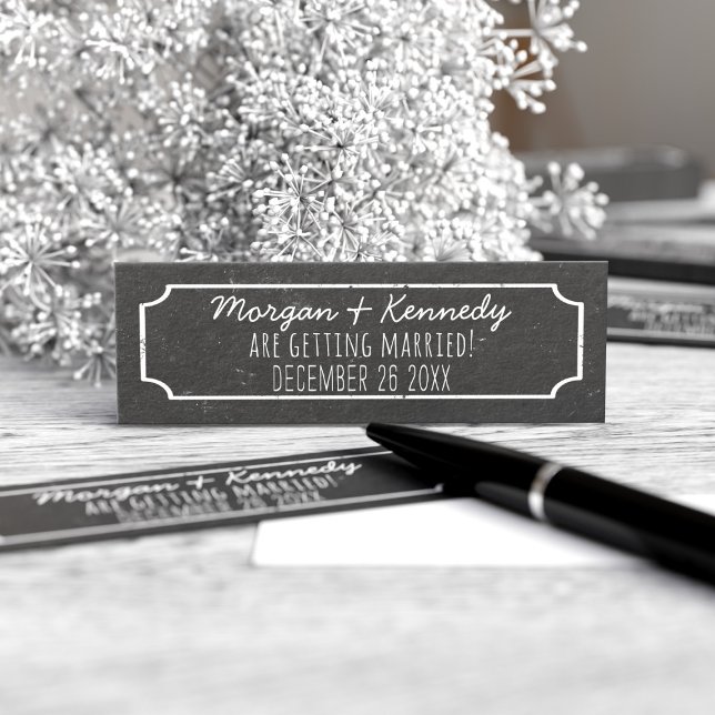 Rustika Små Rädda Dagen Bröllop 50-pack Litet Visitkort (Pack of 100 mini chalkboard style save the date cards. Just add your names and wedding date)