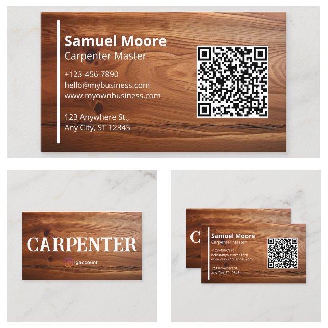 Rustika snickarmallar visitkort (Rustic Carpenter Templates Business Card
)