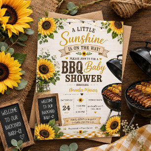 Rustika Solros Baby Shower Grillfest Inbjudningar