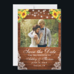 Rustika Solros Blommig Trädgårdsbelysning Foto Spara Datumet<br><div class="desc">Rustika Trädgårdsbelysning Vattenfärg Solros Blommor och Grönska Spets Bröllop Save The Date-Kort</div>