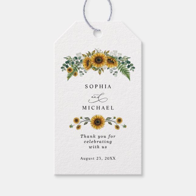 Rustika Solros Bröllopsgåvor Etiketter (Framsidan)