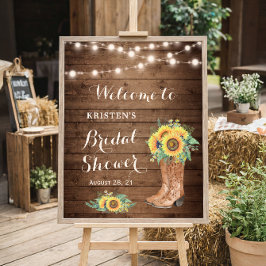 Rustika Solros Flickskor Stövlar Ljus Bröllopsfest Poster