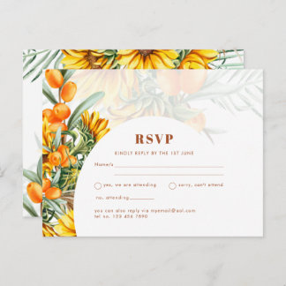 Rustika Solrosar Blommig Bröllop Svarskort Postkor Vykort