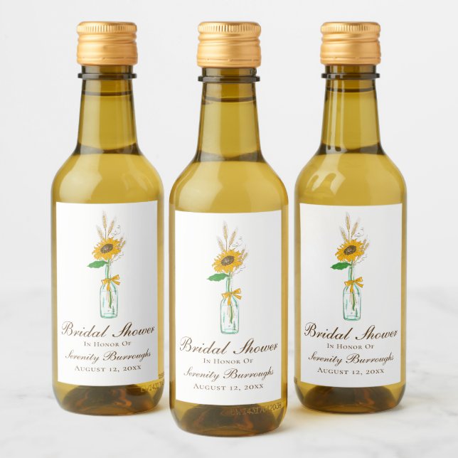 Rustika Solrosar Country Blommig Bröllopsdusch Vinetikett (Flaskor)