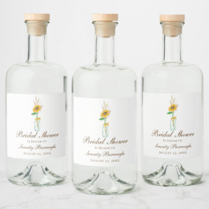 Rustika Solrosar Country Floral Bröllopsdusch Spritflaskor Etikett