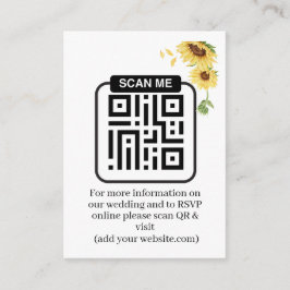 Rustika Solrosbröllop QR-kod RSVP Tilläggskort