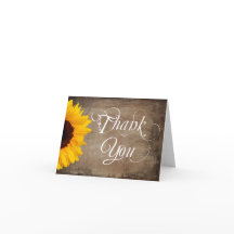 Rustika Solrosbröllop Tacksamhetskort