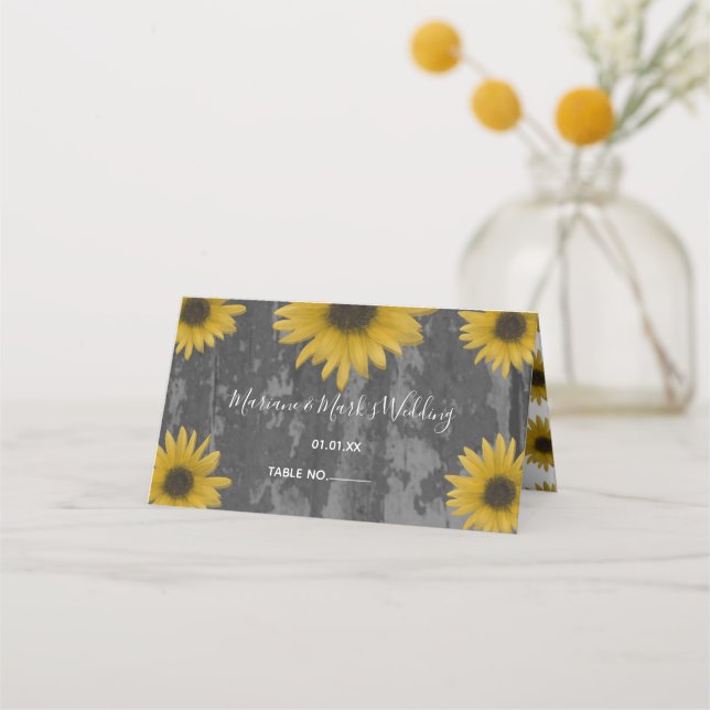 Rustika solrosor 3D Realistiska blommor Botanisk Placeringskort (Framsida)