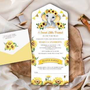 Rustika solrosor Elefant Baby Shower