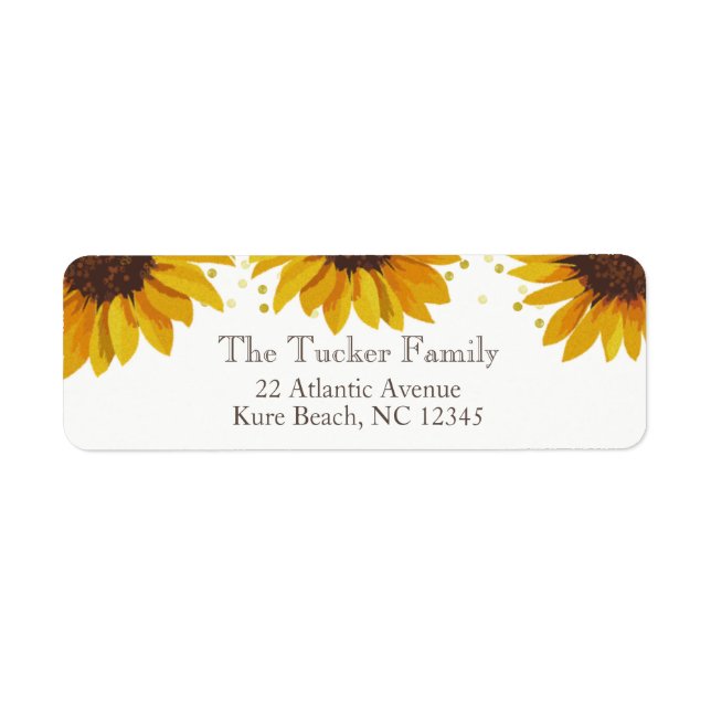 Rustika solrosor Guldprickar Returadress Returadress Etikett (Framsidan)