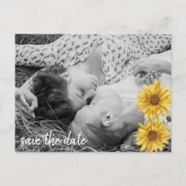 Rustika solrosor i vit trä - Spara datum Meddelande Vykort