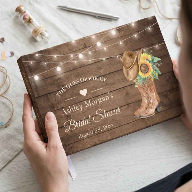 Rustika solrosor stövlar bröllopsfest gästböcker (Skapare uppladdad)