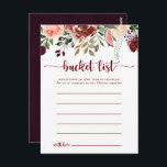 Rustika sommarblommor Enkla Bucket List-kort Vykort<br><div class="desc">Dessa rustika sommarblommor enkla bucket list-kort är den perfekta aktiviteten för en enkel bröllopsfest eller bröllopsfest. Designen har burgunderfärgade,  rosa och blekrosa akvarellblommor med gröna blad på en brunaktig bakgrund.

Ändra texten för att passa alla livshändelser. Bucket list-skylt säljs separat.</div>