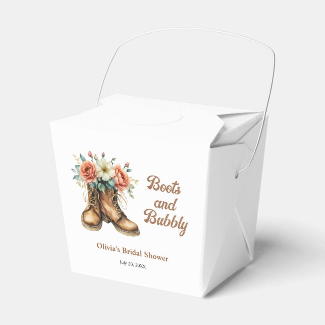 Rustika stövlar och bubblig western bröllopsdusch presentaskar (Framsidan Sidan)