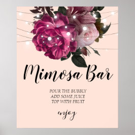 Rustika strängljus bröllopsdusch mimosa bar   P Poster