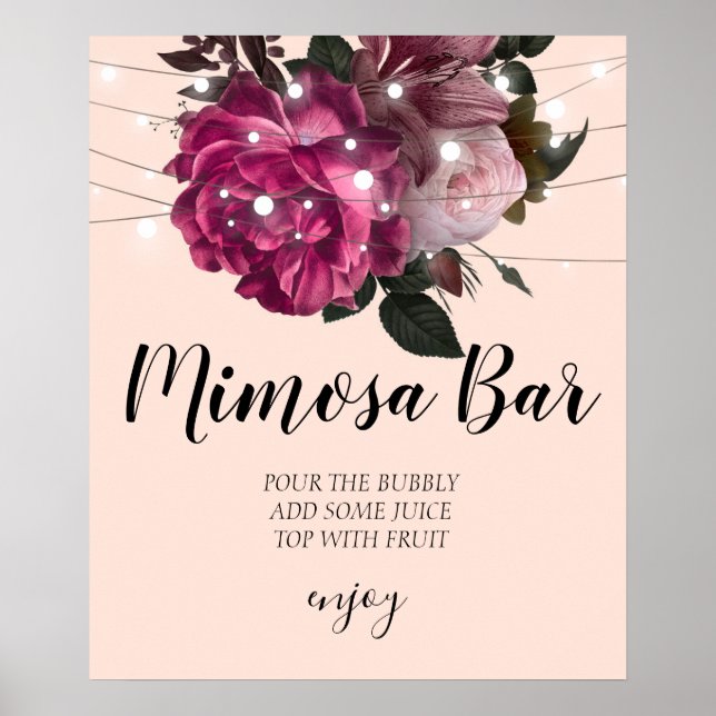 Rustika strängljus bröllopsdusch mimosa bar   P Poster (Framsidan)