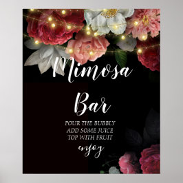 Rustika strängljus bröllopsdusch mimosa bar poster