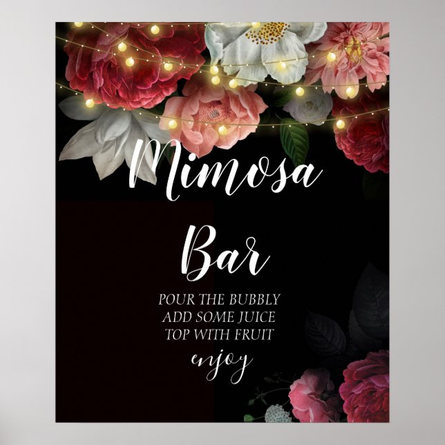 Rustika strängljus bröllopsdusch mimosa bar poster (Framsidan)