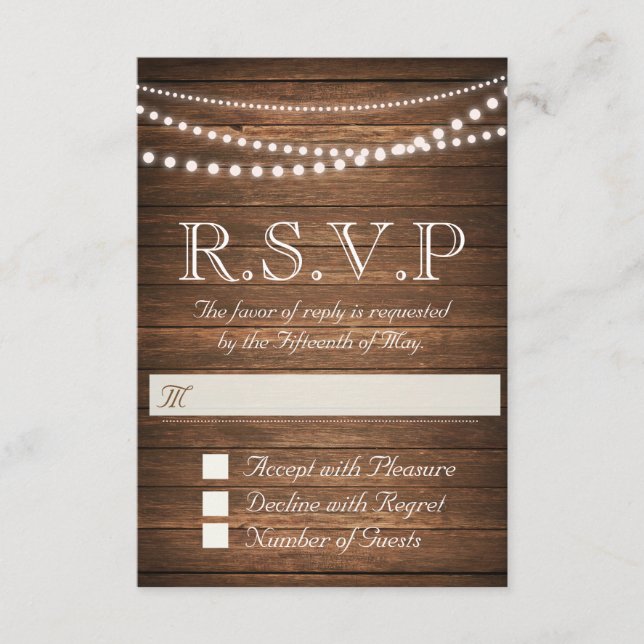 Rustika Strängljus RSVP-kort OSA Kort (Framsida)