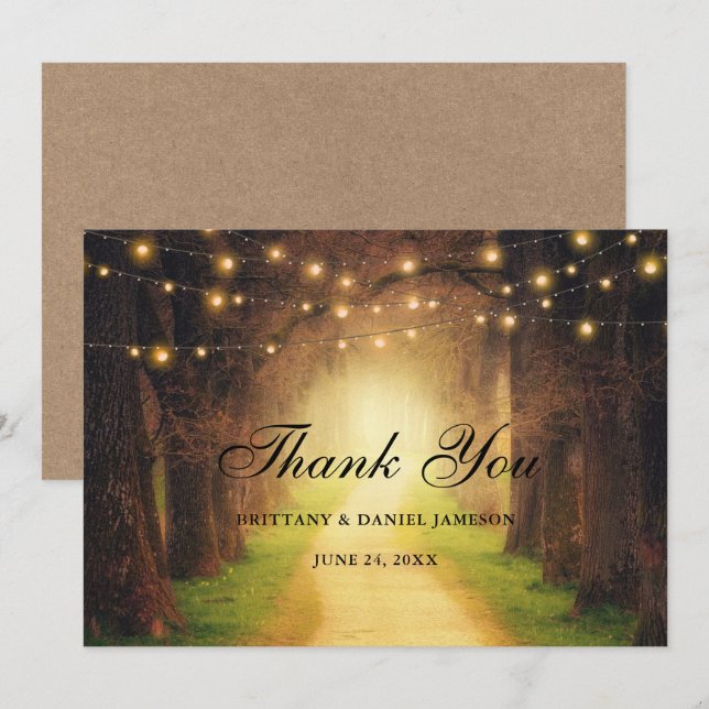 Rustika strömljus för skogsstig Kraft-hälsning Tack Kort (Fram/baksida)