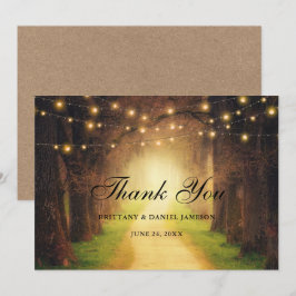 Rustika strömljus för skogsstig Kraft-hälsning Tack Kort
